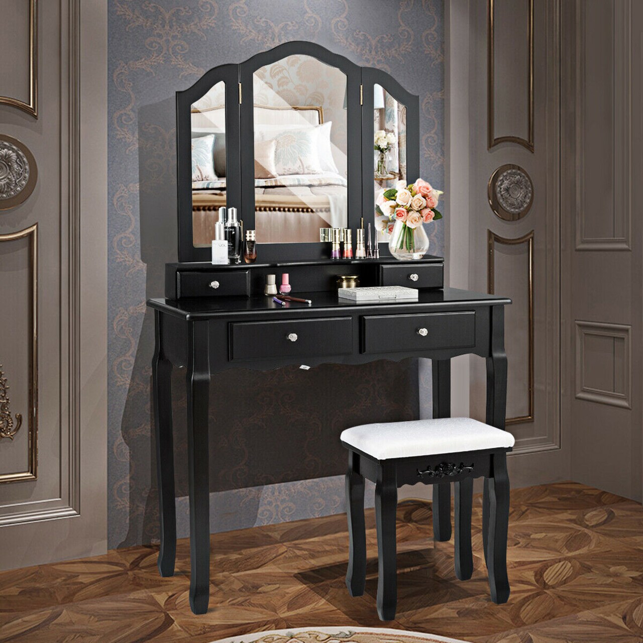 Folding clearance makeup vanity
